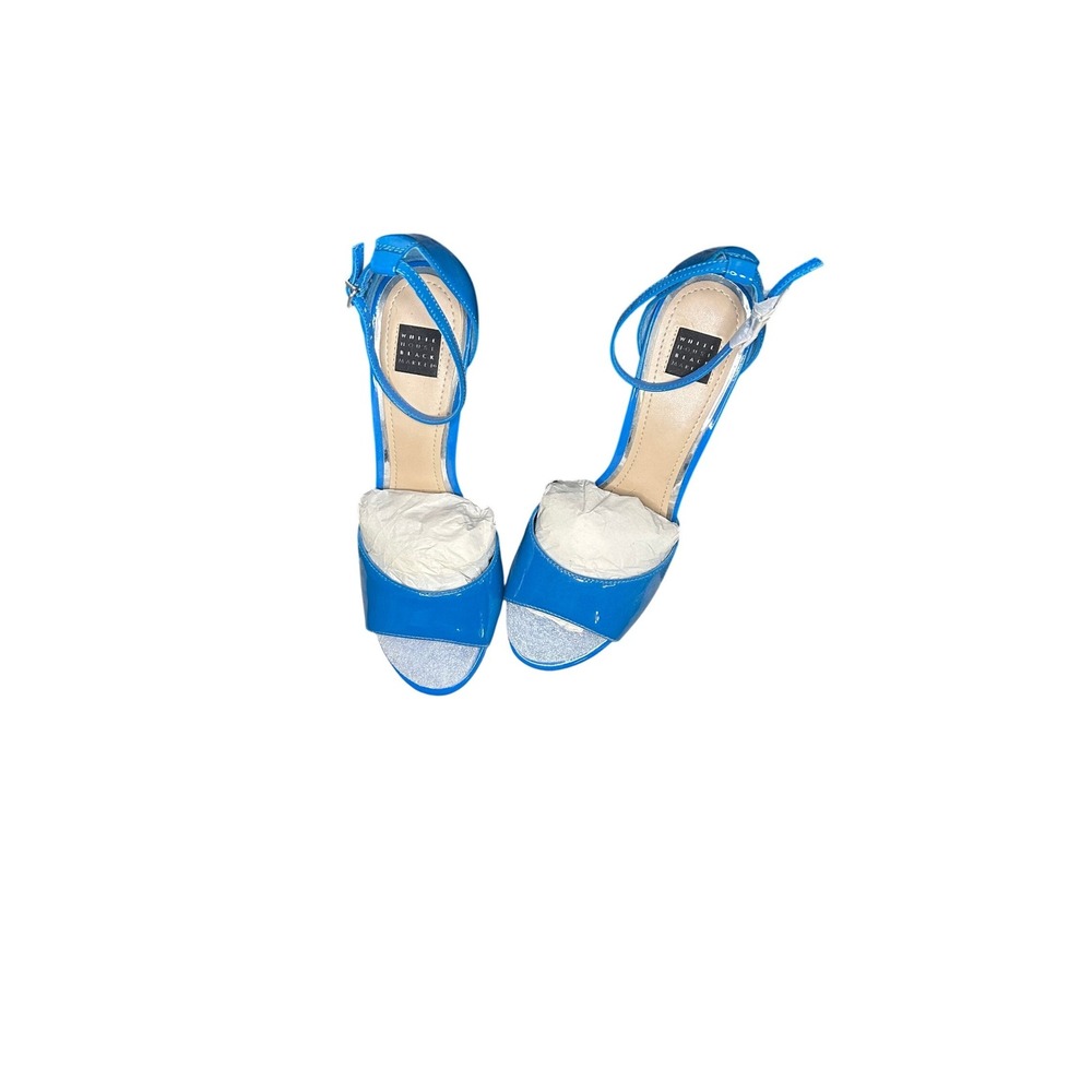 White House Black Market Royal Blue Patent Ankle Strap Heels Shoes 8.5M